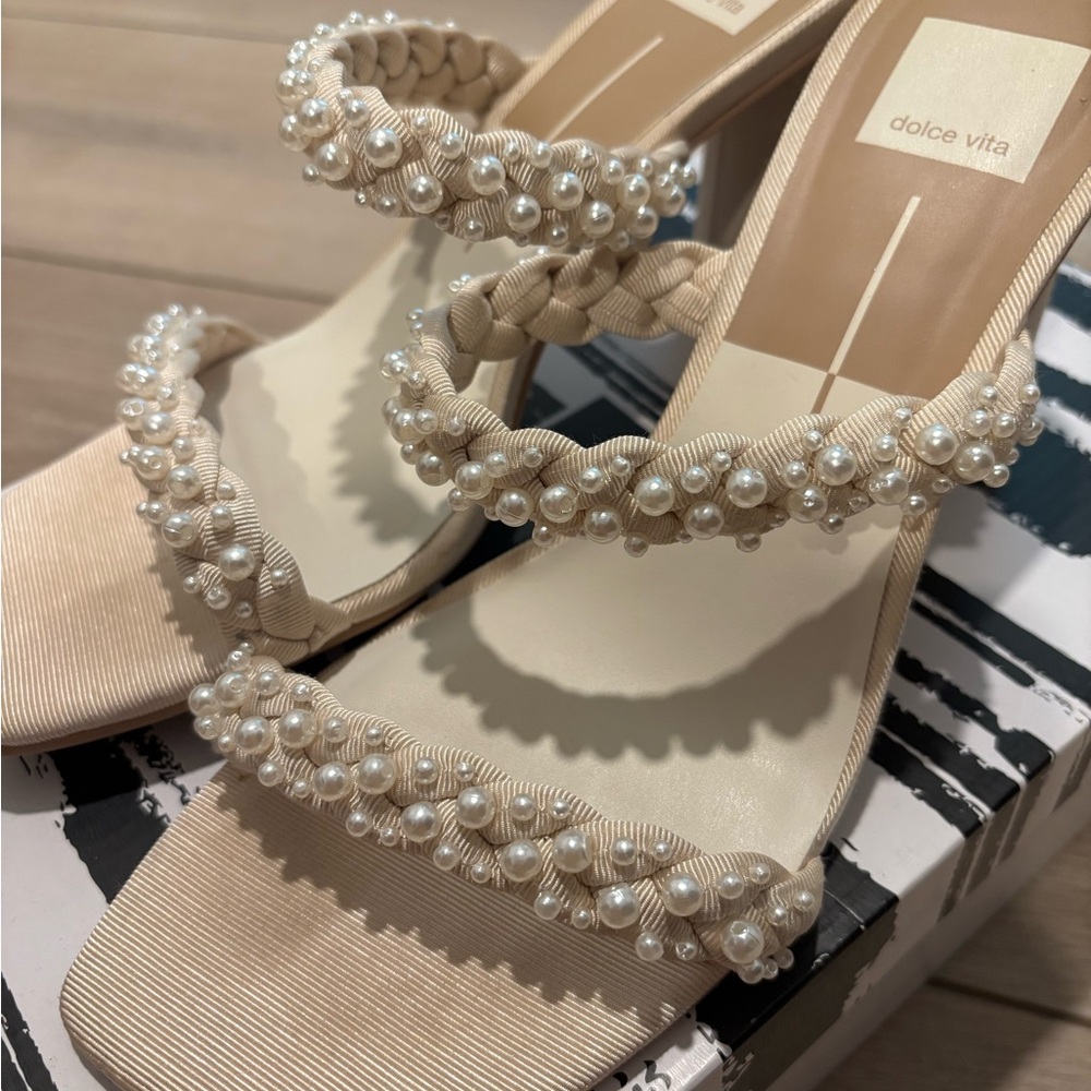 Dolce Vita Vanilla Pearl Embellished Heels